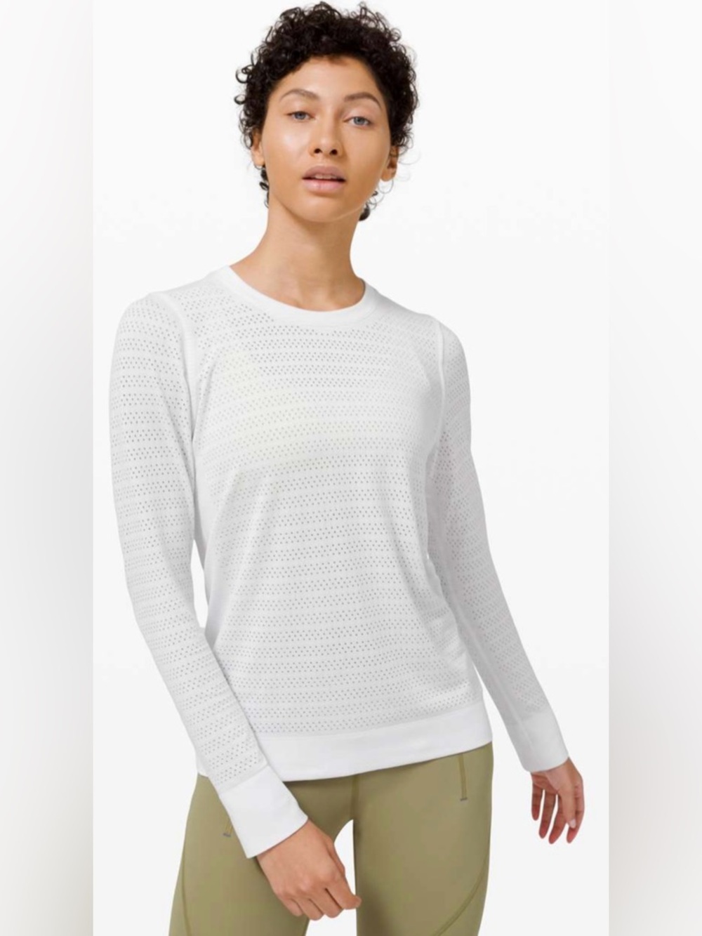 Lululemon Swiftly Breathe Long Sleeve Squad, White, 10